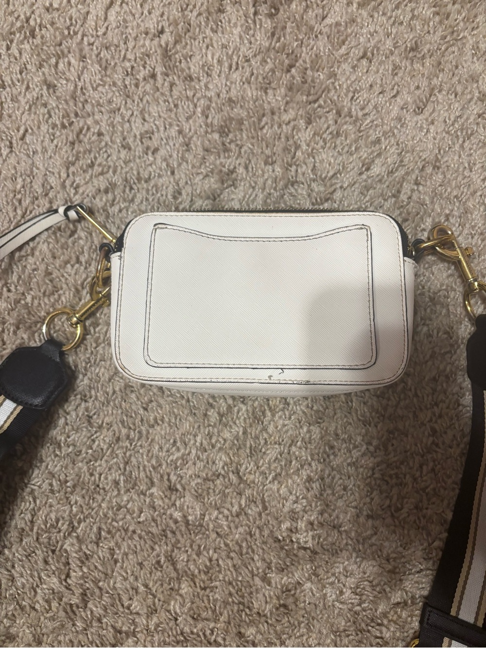Marc Jacobs White Snapshot Camera Crossbody with Striped Logo Strap - Picture 4 of 7